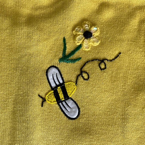 TERAZZO Yellow & Black Beaded & Sequin Honey Bee Cardigan Sweater Women’s M - Picture 6 of 6